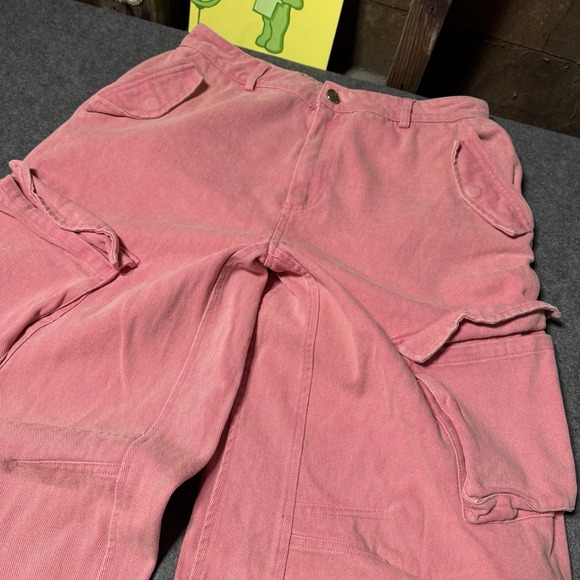 Maniere De Voir Pink Cargo Pants Womens 12 Utility Rave Streetwear Y2K Grunge - Picture 3 of 14